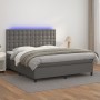 Cama box spring colchón y LED cuero sintético gris 180x200 cm de vidaXL, Camas y somieres - Ref: Foro24-3135961, Precio: 648,...