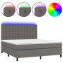 Cama box spring colchón y LED cuero sintético gris 180x200 cm de vidaXL, Camas y somieres - Ref: Foro24-3135961, Precio: 648,...