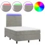 Cama box spring colchón y LED terciopelo gris claro 120x200 cm de vidaXL, Camas y somieres - Ref: Foro24-3136053, Precio: 404...