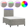 Cama box spring colchón y LED terciopelo gris claro 120x200 cm de vidaXL, Camas y somieres - Ref: Foro24-3136053, Precio: 418...
