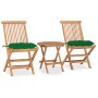 Set comedor de jardín plegable 3 piezas madera de teca cojines en Conjuntos de jardín | Comprar online en Foru.es