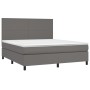 Cama box spring colchón y LED cuero sintético gris 180x200 cm de vidaXL, Camas y somieres - Ref: Foro24-3135841, Precio: 626,...