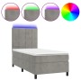 Cama box spring colchón y LED terciopelo gris claro 100x200 cm de vidaXL, Camas y somieres - Ref: Foro24-3136107, Precio: 314...