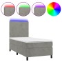 Cama box spring colchón y LED terciopelo gris claro 80x200 cm de vidaXL, Camas y somieres - Ref: Foro24-3135969, Precio: 319,...