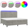 Cama box spring colchón y LED terciopelo gris claro 200x200 cm de vidaXL, Camas y somieres - Ref: Foro24-3136023, Precio: 588...