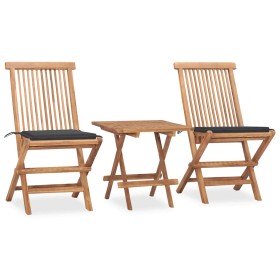 Set comedor de jardín plegable 3 piezas madera de teca cojines en Conjuntos de jardín | Comprar online en Foru.es