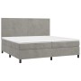 Cama box spring colchón y LED terciopelo gris claro 200x200 cm de vidaXL, Camas y somieres - Ref: Foro24-3136023, Precio: 588...