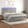 Box spring bed with mattress and LED light gray velvet 200x200 cm by vidaXL, Beds and slatted bases - Ref: Foro24-3136143, Pr...