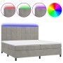 Cama box spring colchón y LED terciopelo gris claro 200x200 cm de vidaXL, Camas y somieres - Ref: Foro24-3136143, Precio: 601...