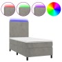 Cama box spring colchón y LED terciopelo gris claro 100x200 cm de vidaXL, Camas y somieres - Ref: Foro24-3135987, Precio: 314...