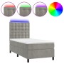Cama box spring colchón y LED terciopelo gris claro 100x200 cm de vidaXL, Camas y somieres - Ref: Foro24-3136347, Precio: 328...