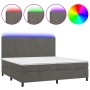 Cama box spring colchón y LED terciopelo gris oscuro 200x200 cm de vidaXL, Camas y somieres - Ref: Foro24-3136024, Precio: 59...