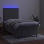 Box spring bed with mattress and LED light gray velvet 90x200 cm by vidaXL, Beds and slatted bases - Ref: Foro24-3135981, Pri...