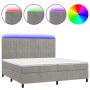 Cama box spring colchón y LED terciopelo gris claro 200x200 cm de vidaXL, Camas y somieres - Ref: Foro24-3136263, Precio: 622...