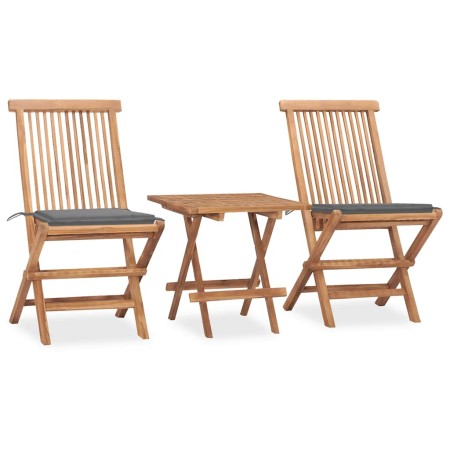 Set comedor de jardín plegable 3 piezas madera de teca cojines en Conjuntos de jardín | Comprar online en Foru.es