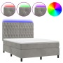 Cama box spring colchón y LED terciopelo gris claro 140x200 cm de vidaXL, Camas y somieres - Ref: Foro24-3136305, Precio: 507...