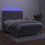 Cama box spring colchón y LED terciopelo gris claro 140x200 cm de vidaXL, Camas y somieres - Ref: Foro24-3136305, Precio: 507...