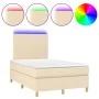 Box spring bed with mattress and LED cream fabric 120x200 cm by vidaXL, Beds and slatted bases - Ref: Foro24-3135266, Price: ...