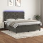 Cama box spring colchón y LED terciopelo gris oscuro 160x200 cm de vidaXL, Camas y somieres - Ref: Foro24-3136312, Precio: 57...
