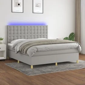 Cama box spring colchón y luces LED tela gris claro 180x200 cm de vidaXL, Camas y somieres - Ref: Foro24-3135773, Precio: 644...