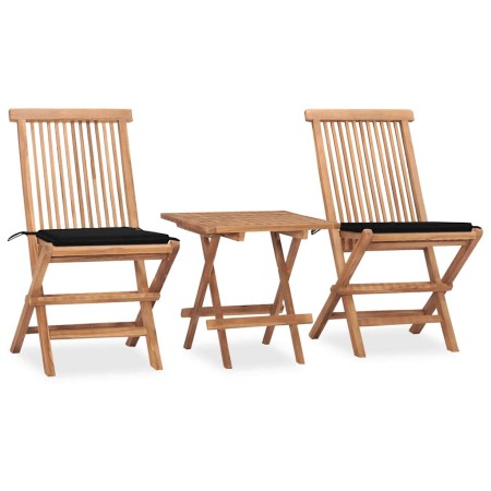 Set comedor de jardín plegable 3 piezas madera de teca cojines en Conjuntos de jardín | Comprar online en Foru.es