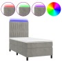 Cama box spring colchón y LED terciopelo gris claro 90x200 cm de vidaXL, Camas y somieres - Ref: Foro24-3136221, Precio: 333,...