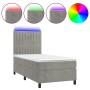 Cama box spring colchón y LED terciopelo gris claro 80x200 cm de vidaXL, Camas y somieres - Ref: Foro24-3136209, Precio: 327,...
