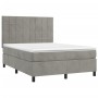Cama box spring colchón y LED terciopelo gris claro 140x200 cm de vidaXL, Camas y somieres - Ref: Foro24-3136125, Precio: 491...