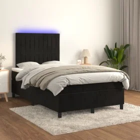 Cama box spring colchón y LED terciopelo negro 120x200 cm de vidaXL, Camas y somieres - Ref: Foro24-3136235, Precio: 408,81 €...