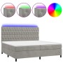 Cama box spring colchón y LED terciopelo gris claro 200x200 cm de vidaXL, Camas y somieres - Ref: Foro24-3136323, Precio: 656...