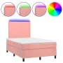 Cama box spring colchón y LED terciopelo rosa 120x200 cm de vidaXL, Camas y somieres - Ref: Foro24-3135998, Precio: 393,33 €,...