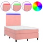 Cama box spring colchón y LED terciopelo rosa 120x200 cm de vidaXL, Camas y somieres - Ref: Foro24-3135998, Precio: 421,31 €,...