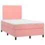 Cama box spring colchón y LED terciopelo rosa 120x200 cm de vidaXL, Camas y somieres - Ref: Foro24-3135998, Precio: 393,33 €,...