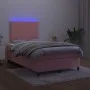 Cama box spring colchón y LED terciopelo rosa 120x200 cm de vidaXL, Camas y somieres - Ref: Foro24-3135998, Precio: 393,33 €,...