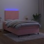 Cama box spring colchón y LED terciopelo rosa 120x200 cm de vidaXL, Camas y somieres - Ref: Foro24-3135998, Precio: 421,31 €,...