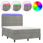 Cama box spring colchón y LED terciopelo gris claro 140x200 cm de vidaXL, Camas y somieres - Ref: Foro24-3136365, Precio: 507...