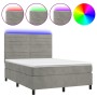 Cama box spring colchón y LED terciopelo gris claro 140x200 cm de vidaXL, Camas y somieres - Ref: Foro24-3136185, Precio: 476...