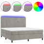 Cama box spring colchón y LED terciopelo gris claro 180x200 cm de vidaXL, Camas y somieres - Ref: Foro24-3136017, Precio: 585...
