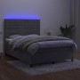 Cama box spring colchón y LED terciopelo gris claro 140x200 cm de vidaXL, Camas y somieres - Ref: Foro24-3136185, Precio: 476...