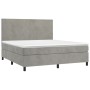 Cama box spring colchón y LED terciopelo gris claro 180x200 cm de vidaXL, Camas y somieres - Ref: Foro24-3136017, Precio: 585...
