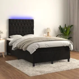 Cama box spring colchón y LED terciopelo negro 120x200 cm de vidaXL, Camas y somieres - Ref: Foro24-3136295, Precio: 427,11 €...