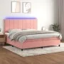 Cama box spring colchón y LED terciopelo rosa 200x200 cm de vidaXL, Camas y somieres - Ref: Foro24-3136148, Precio: 608,38 €,...