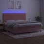 Cama box spring colchón y LED terciopelo rosa 200x200 cm de vidaXL, Camas y somieres - Ref: Foro24-3136148, Precio: 608,38 €,...