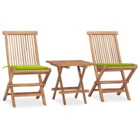 Set comedor de jardín plegable 3 piezas madera de teca cojines en Conjuntos de jardín | Comprar online en Foru.es