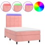 Cama box spring colchón y LED terciopelo rosa 120x200 cm de vidaXL, Camas y somieres - Ref: Foro24-3136118, Precio: 438,46 €,...
