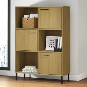 Librería patas de metal OSLO madera maciza marrón 90x35x128,5cm en Librerías y estanterías | Comprar online en Foru.es