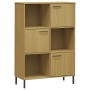 Librería patas de metal OSLO madera maciza marrón 90x35x128,5cm en Librerías y estanterías | Comprar online en Foru.es