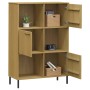 Librería patas de metal OSLO madera maciza marrón 90x35x128,5cm en Librerías y estanterías | Comprar online en Foru.es
