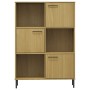 Librería patas de metal OSLO madera maciza marrón 90x35x128,5cm en Librerías y estanterías | Comprar online en Foru.es