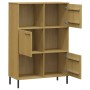 Librería patas de metal OSLO madera maciza marrón 90x35x128,5cm en Librerías y estanterías | Comprar online en Foru.es
